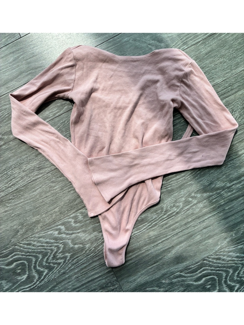 The Line by K Long-Sleeve Ribbed Bodysuit in Dusty Rose
